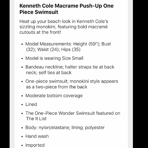 KENNETH COLE MACRAME CRISS CROSS PUSH UP SWIMSUIT - Picture 8 of 8